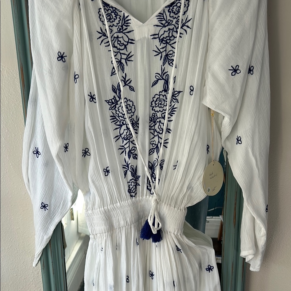 White Embroidered Boho Dress